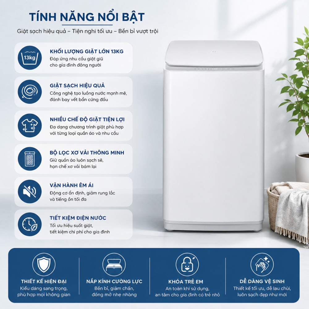 Máy giặt cửa trên Xiaomi 13kg QMP4712VN - Hàng chính hãng