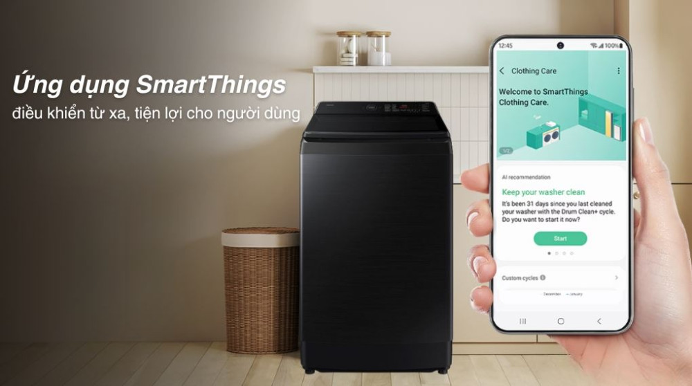 Máy giặt Samsung Inverter 19 kg WA80F19B9BSV - Hàng chính hãng