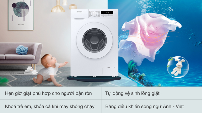 Máy giặt Samsung Inverter 9 kg WW90T3040WW/SV - Hàng chính hãng