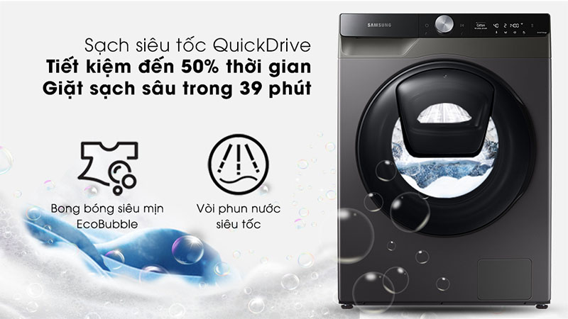 Máy giặt sấy Addwash Inverter giặt 9.5kg - sấy 6kg Samsung WD95T754DBX/SV - Hàng chính hãng