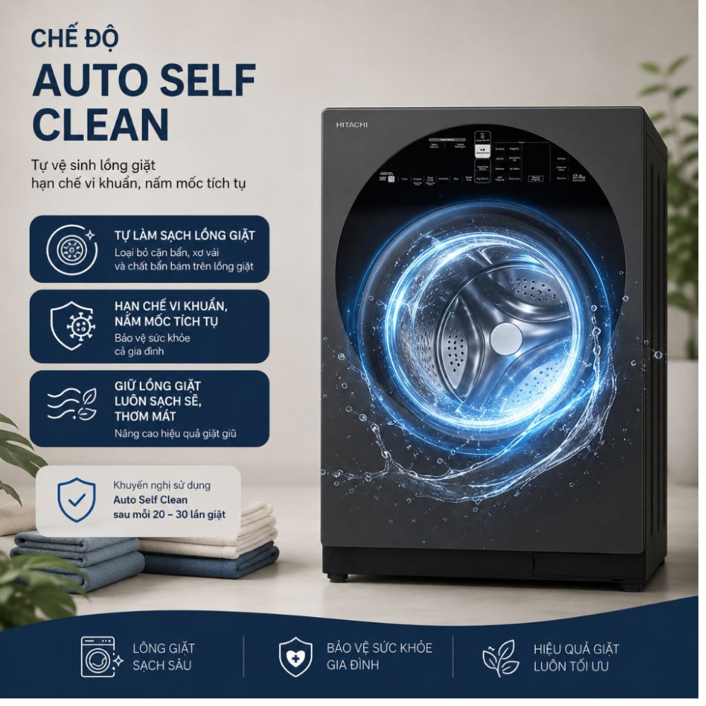 Máy giặt sấy Hitachi Inverter 12 kg BD-D120XGV MAG - Hàng chính hãng