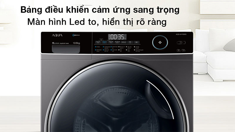 Máy giặt sấy Inverter giặt 10 kg - sấy 6 kg Aqua AQD-AH1000G.PS - Hàng chính hãng