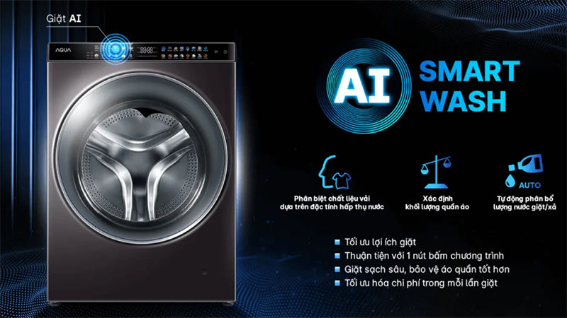 Máy giặt sấy Inverter giặt 15 kg - sấy 10 kg Aqua AQD-DH1500G.PP - Hàng chính hãng