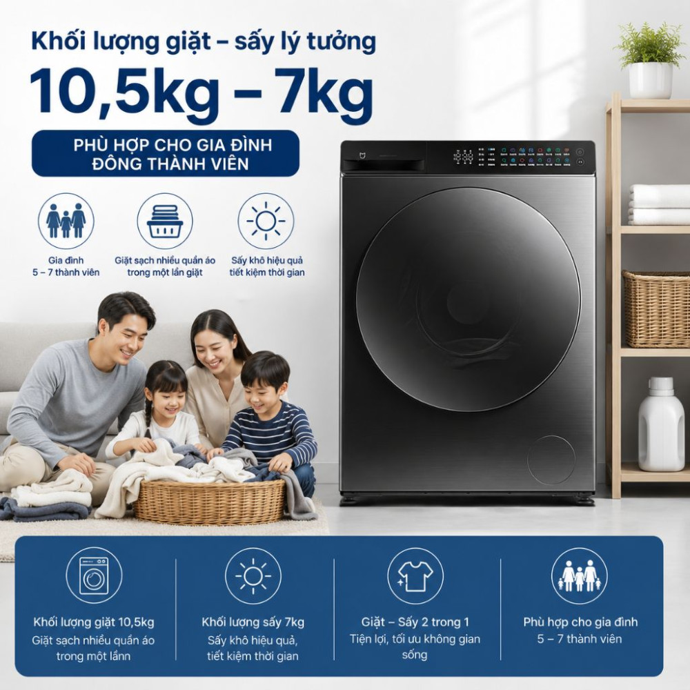 Máy giặt sấy Xiaomi Mijia WD105MJA10VN - Hàng chính hãng