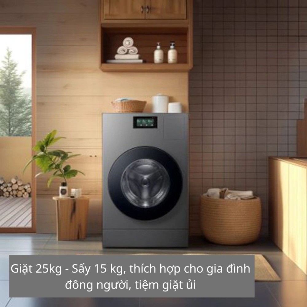 Máy giặt sấy bơm nhiệt Samsung Bespoke AI Heatpump 25/15kg WD25DB8995BZSV - Hàng chính hãng