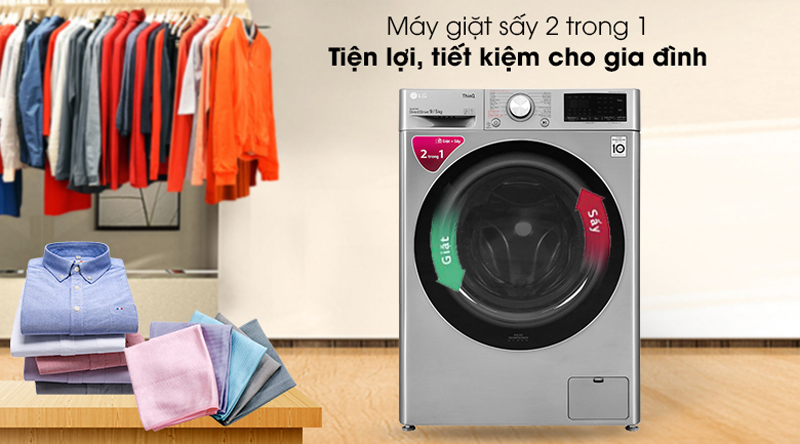 Máy giặt sấy LG Inverter FV1409G4V - 9kg - Hàng chính hãng