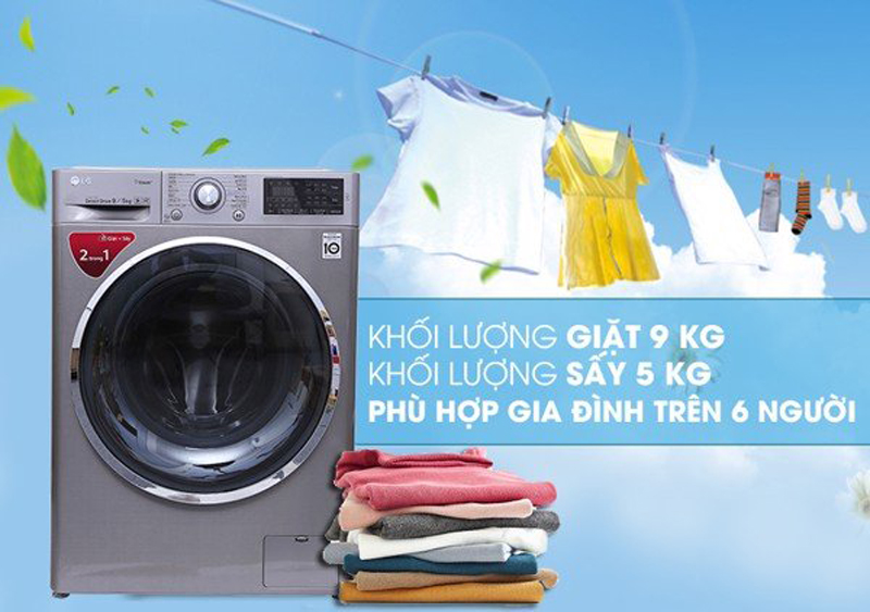 Máy giặt sấy LG Inverter FV1409G4V - 9kg - Hàng chính hãng