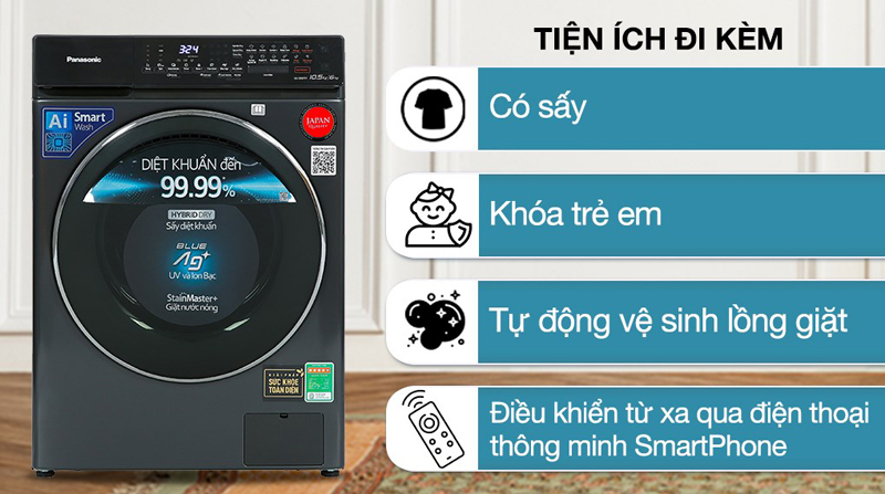 Máy giặt sấy Panasonic Inverter 10.5 kg kg NA-S056FR1BV - Hàng chính hãng