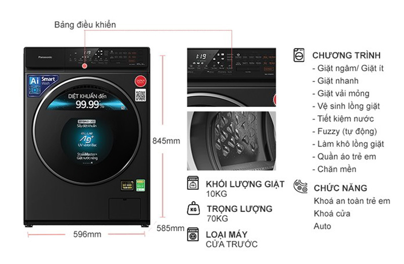 Máy giặt sấy Panasonic NA-S106FR1BV - Hàng chính hãng