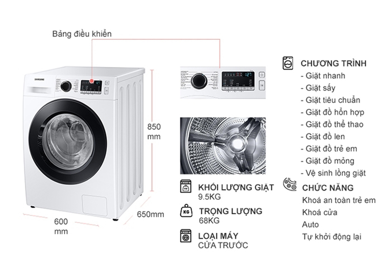 Máy giặt sấy Samsung Inverter WD95T4046CE - Hàng chính hãng