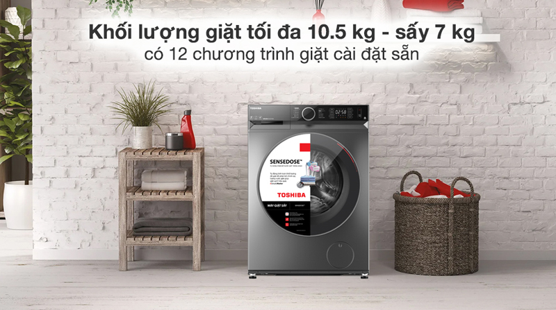 Máy giặt sấy Toshiba Inverter 10.5 kg TWD-BM115GF4V(SK)  - Hàng chính hãng