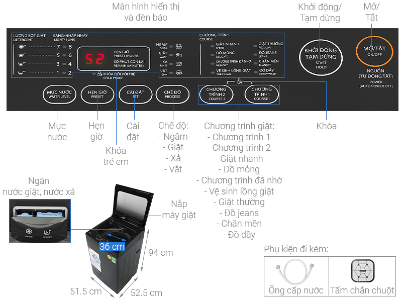 Máy giặt Toshiba 8 kg AW-M905BV(MK) - Hàng chính hãng