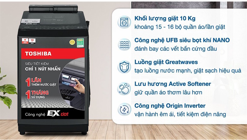 Máy giặt Toshiba Inverter 10 kg AW-DUM1100JV - Hàng chính hãng