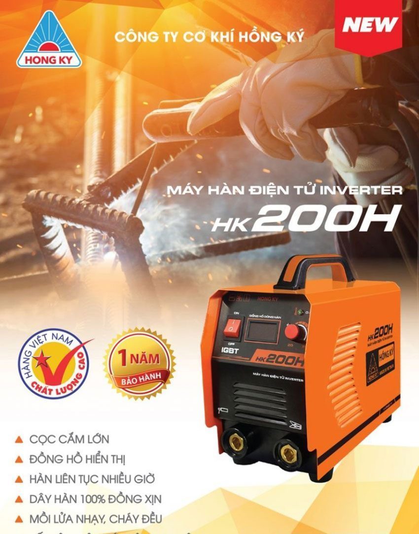 Máy hàn que MMA Inverter Hồng Ký HK200H - Hàng chính hãng