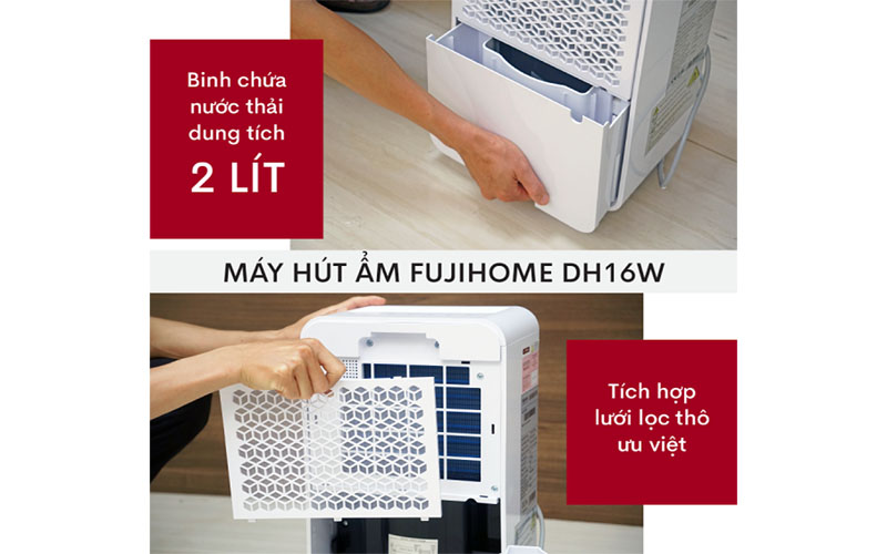 Máy hút ẩm dân dụng Fujihome DH16NW - Hàng chính hãng