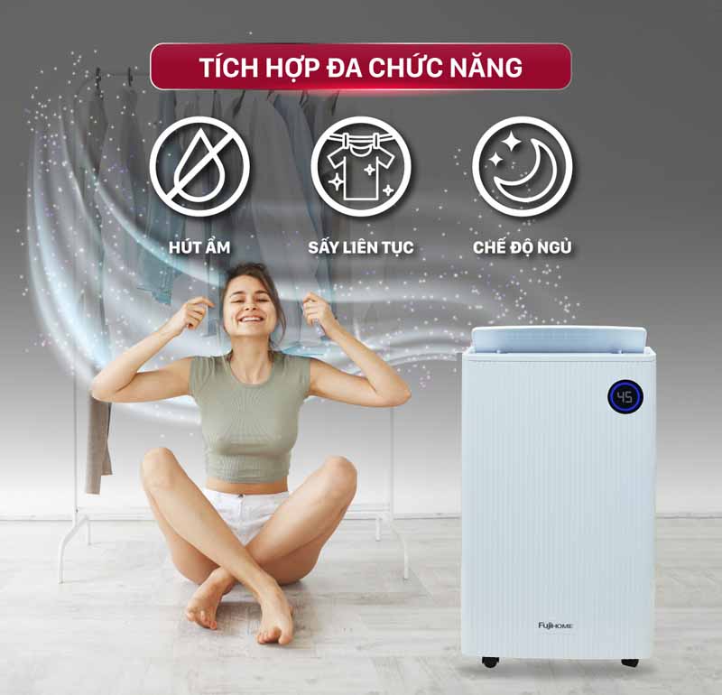 Máy hút ẩm dân dụng FujiHome DH25W-HEPA-NEW - Hàng chính hãng