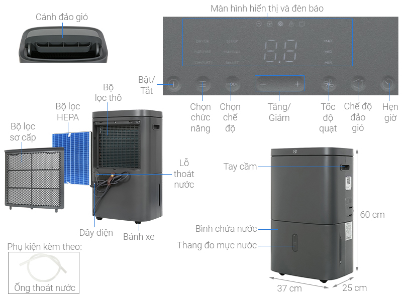 Máy hút ẩm Electrolux EDH12TRBD2 - Hàng chính hãng