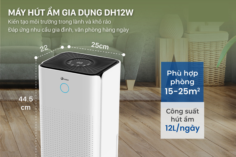 Máy hút ẩm dân dụng Fujihaia DH12W - Hàng chính hãng