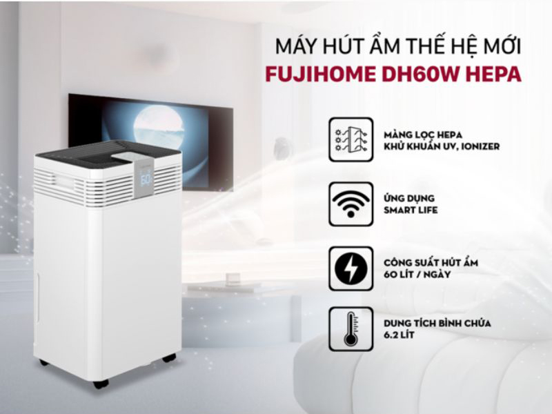 Máy hút ẩm Fujihome DH60W-HEPA  - Hàng chính hãng