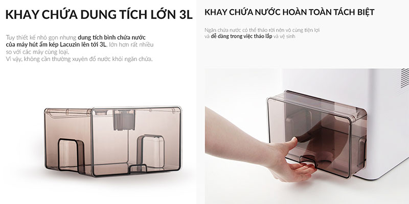 Máy hút ẩm kép Lacuzin LCZ100WT - Hàng chính hãng