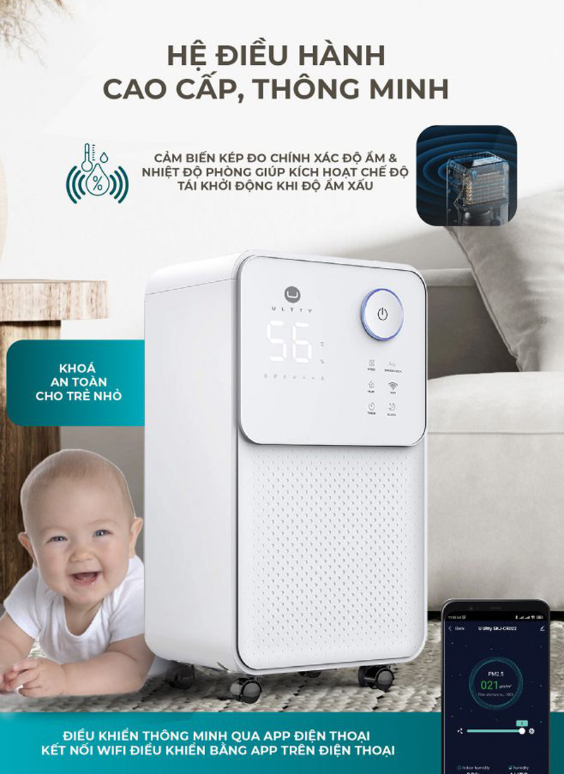 Máy hút ẩm và lọc không khí Ultty LUK016 - Hàng chính hãng