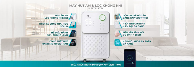 Máy hút ẩm và lọc không khí Ultty LUK016 - Hàng chính hãng