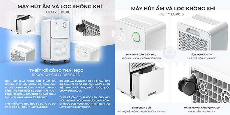 Máy hút ẩm và lọc không khí Ultty LUK016 - Hàng chính hãng