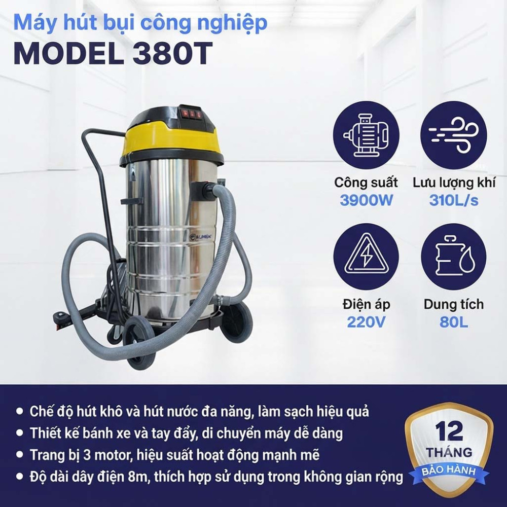 Máy hút bụi công nghiệp Kumisai KMS380T - Hàng chính hãng