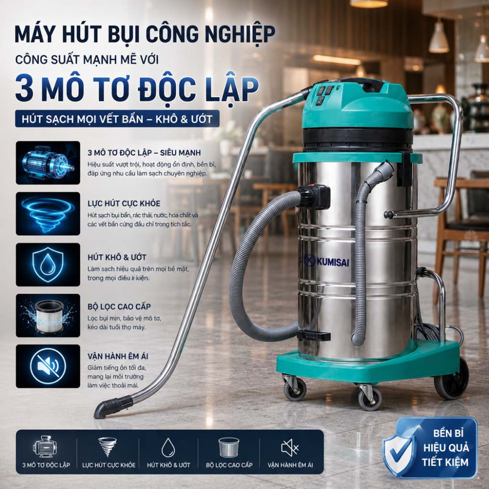 Máy hút bụi công nghiệp Kumisai KMS802J-3 - Hàng chính hãng