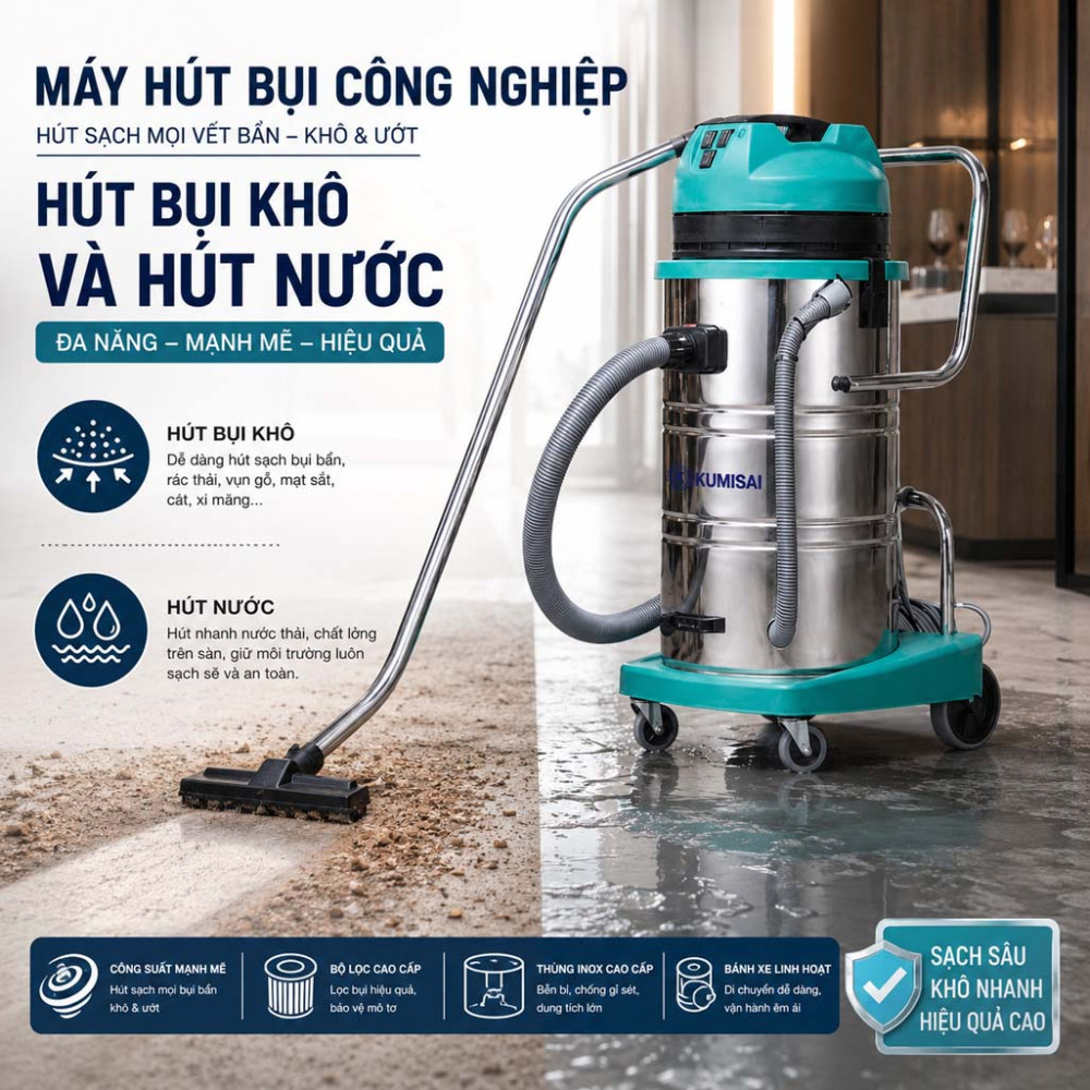 Máy hút bụi công nghiệp Kumisai KMS802J-3 - Hàng chính hãng
