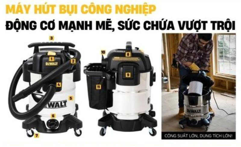 Máy hút bụi công nghiệp khô và ướt Dewalt DXV38S - Hàng chính hãng