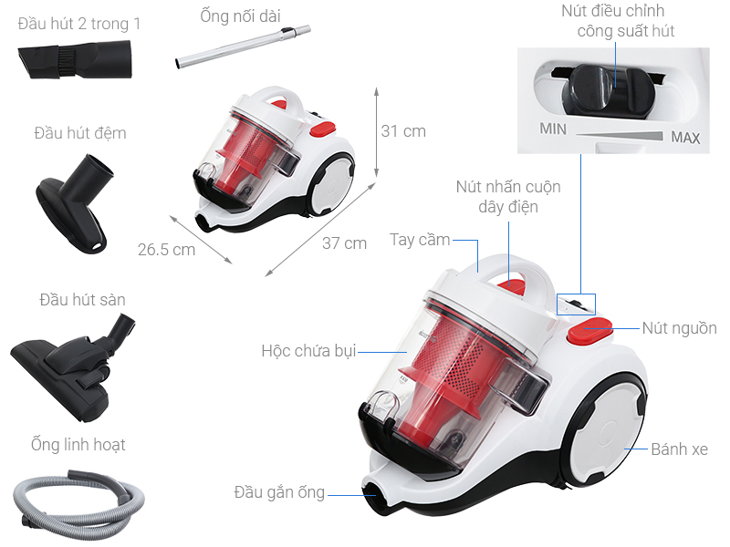 Máy hút bụi dạng hộp Deerma TJ310W - Hàng chính hãng