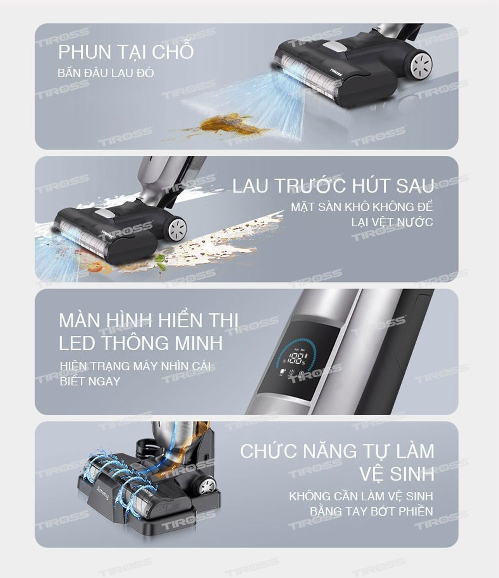 Máy hút bụi khô và ướt không dây Tiross TS9306 - Hàng chính hãng