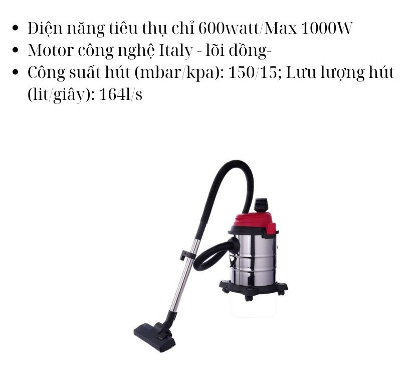 Máy hút bụi khô và ướt Fujihome VC12 - Hàng chính hãng
