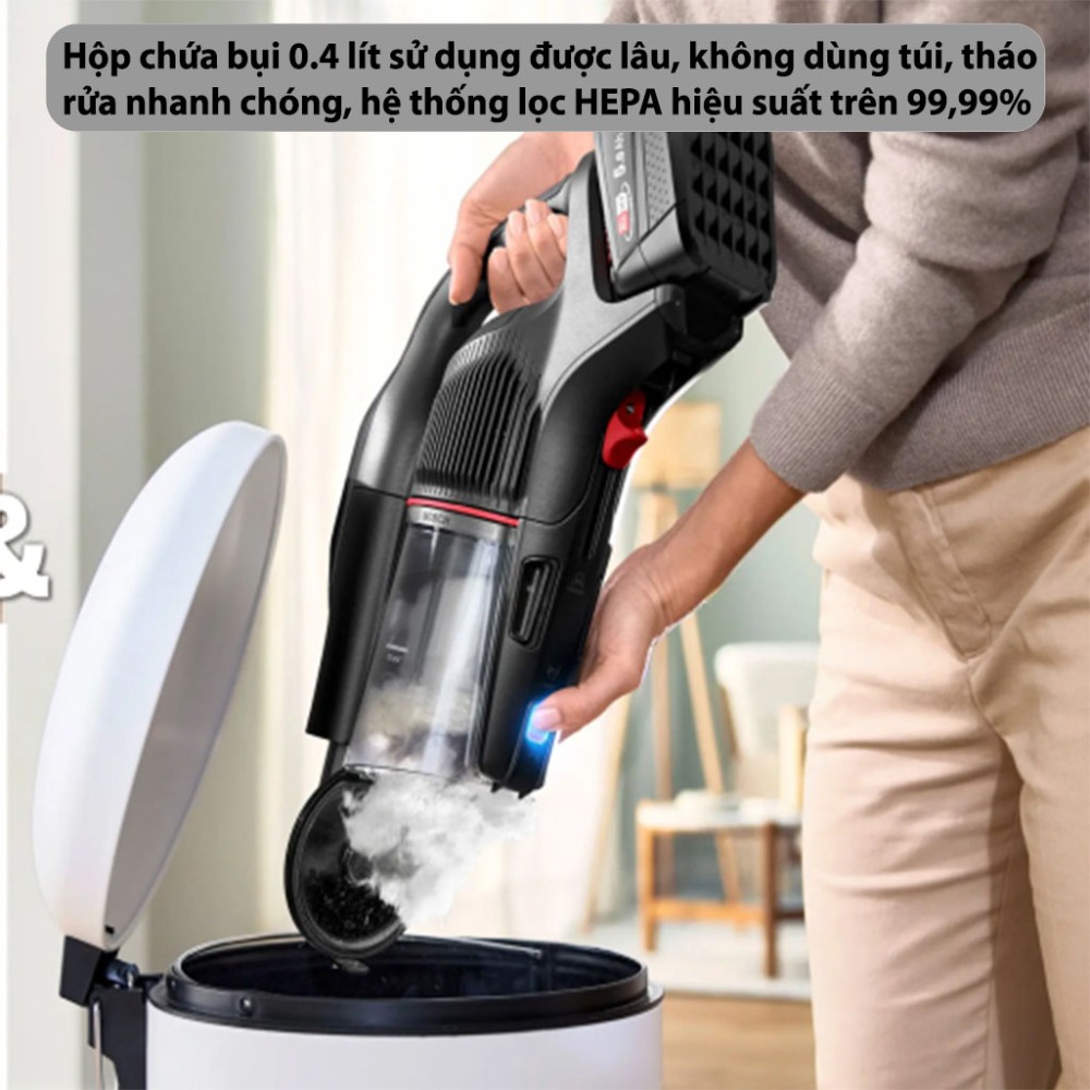 Máy hút bụi không dây Bosch BCS1051POW - Hàng chính hãng