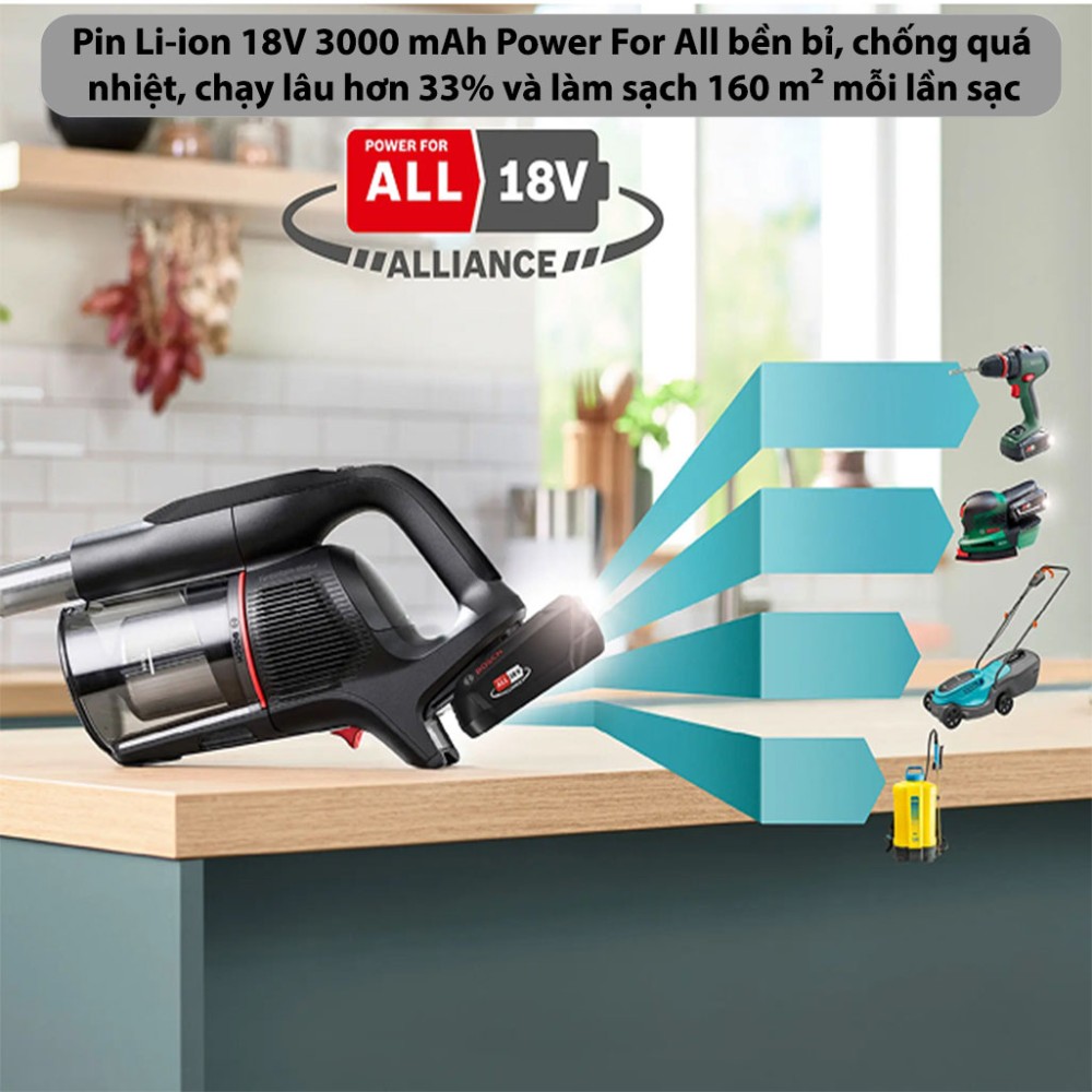 Máy hút bụi không dây Bosch BCS931BQC - Hàng chính hãng