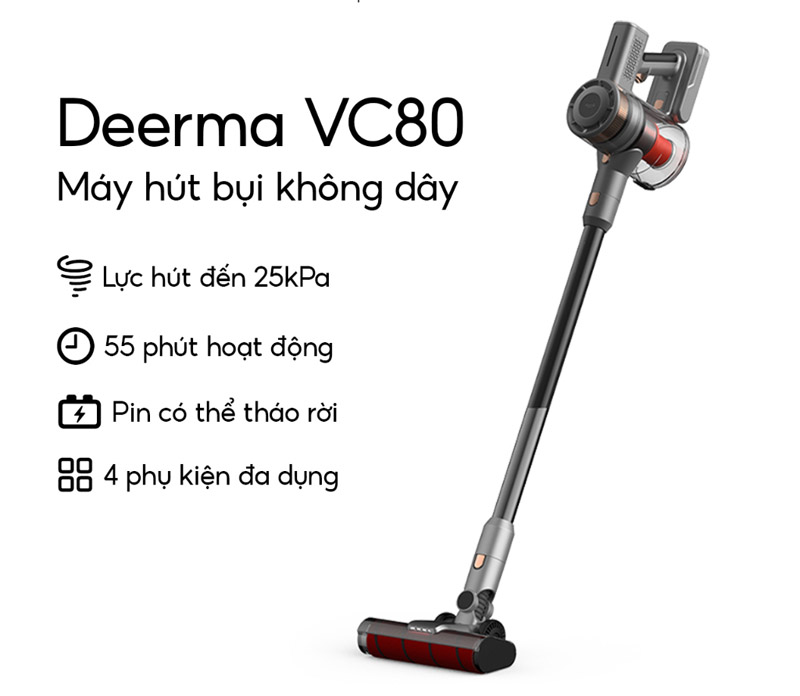 Máy hút bụi không dây Deerma VC80 - Hàng chính hãng