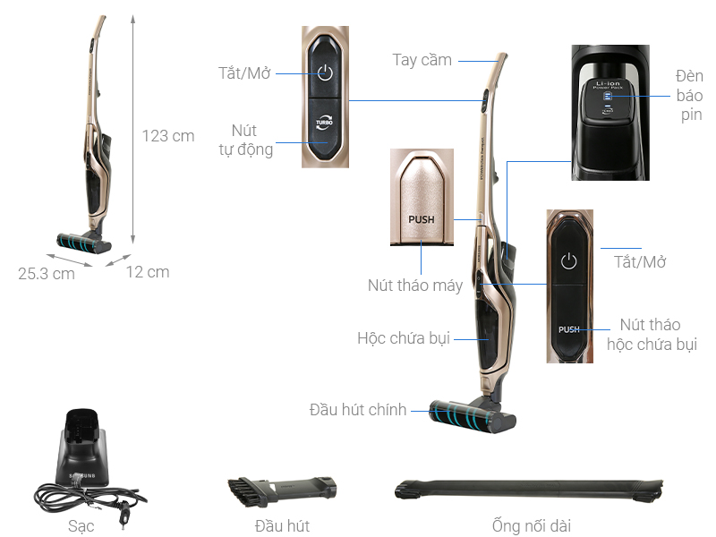 Máy hút bụi không dây Samsung VS03R6523J1 - Hàng chính hãng