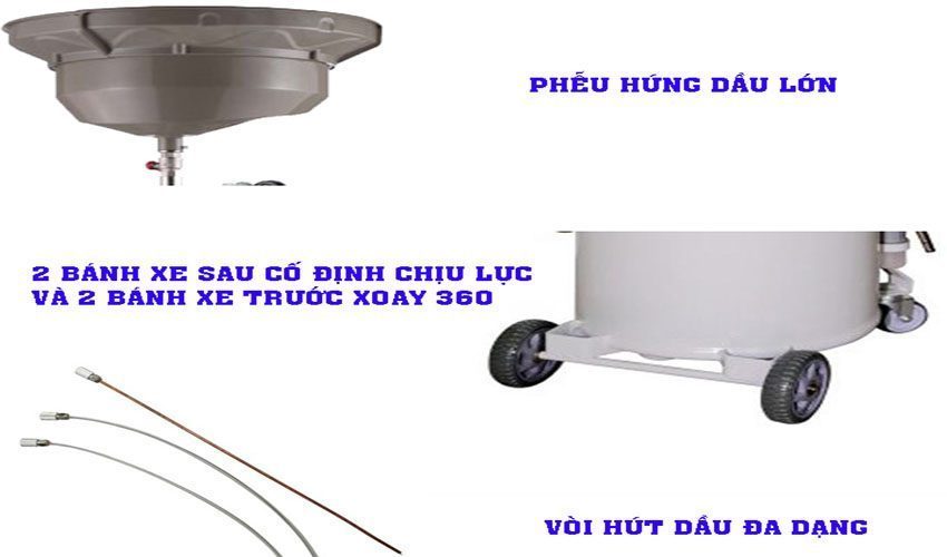 Máy hút dầu thải ô tô khí nén HPMM HD-3297 - Hàng chính hãng