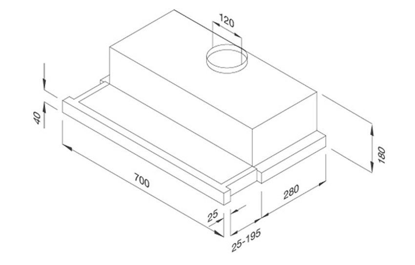 Máy hút khói khử mùi âm tủ Malloca K1507 TC - Hàng chính hãng