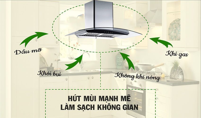Máy hút khói khử mùi kính cong Binova BI-58-GT-09 - Hàng chính hãng