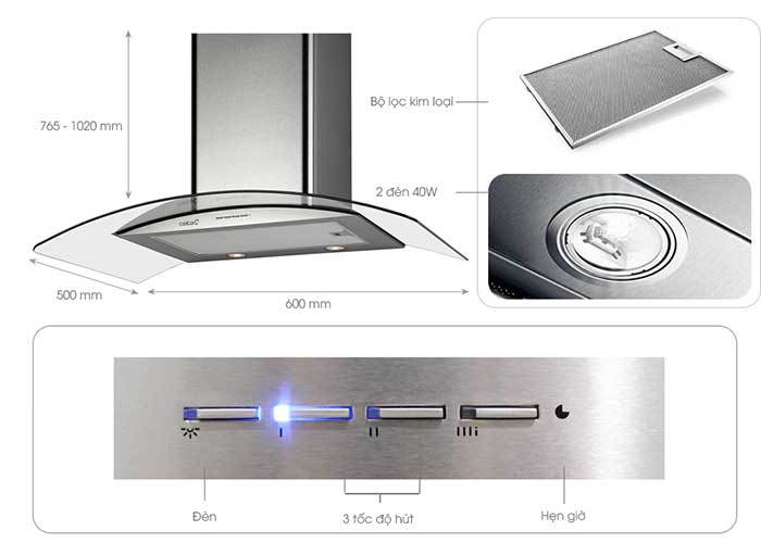 Máy hút mùi Cata GAMMA GLASS 60 - Hàng chính hãng