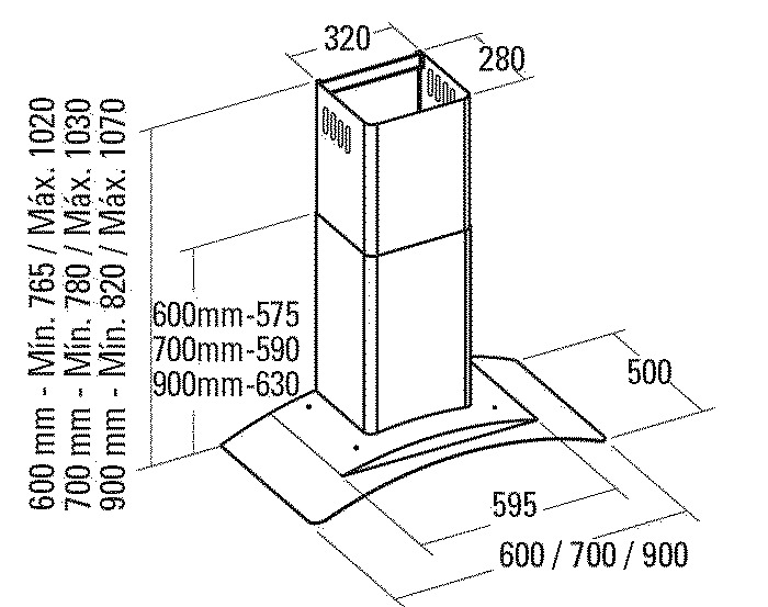 Máy hút mùi Cata GAMMA GLASS 70 - Hàng chính hãng