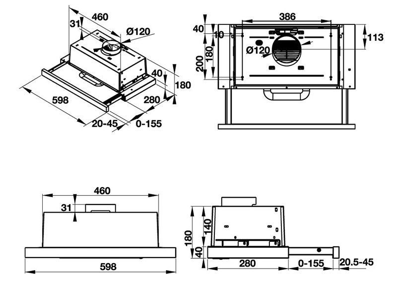 Máy hút mùi âm tủ Hafele HH-S60A 533.89.001 - Hàng chính hãng