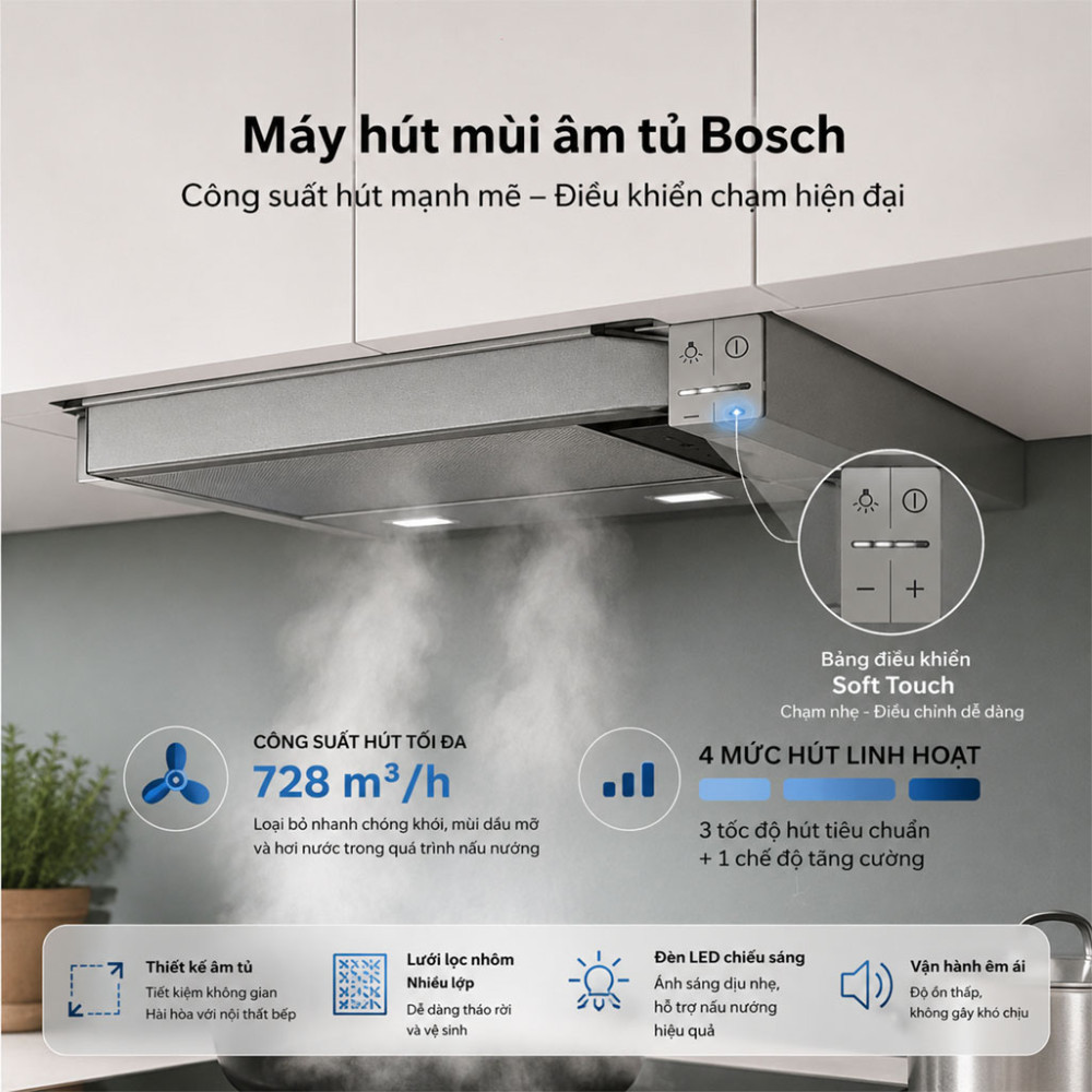 Máy hút mùi âm tủ Bosch DFS067A51B Serie 4 - Hàng chính hãng