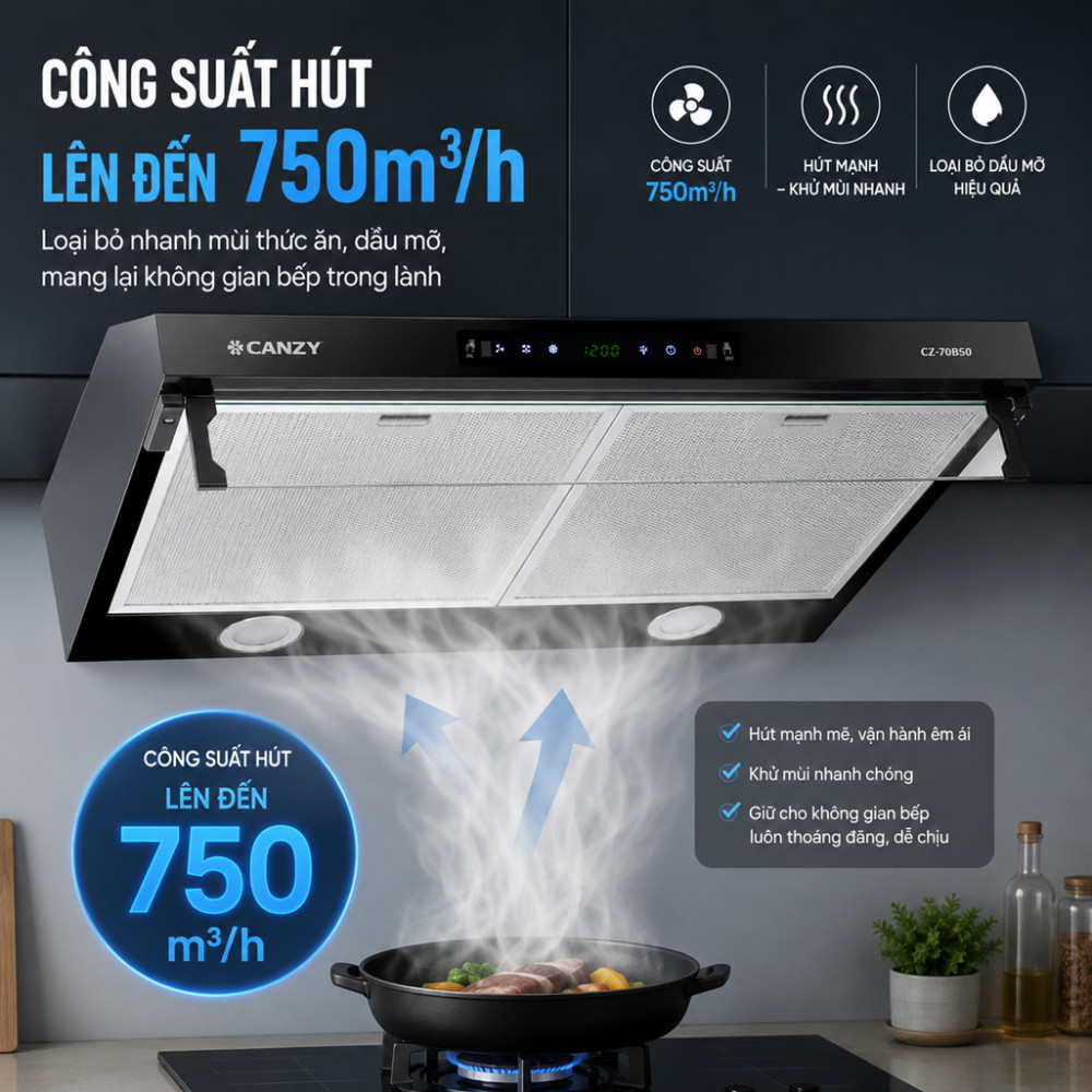 Máy hút mùi âm tủ Canzy CZ 70B50/60B50 - Hàng chính hãng