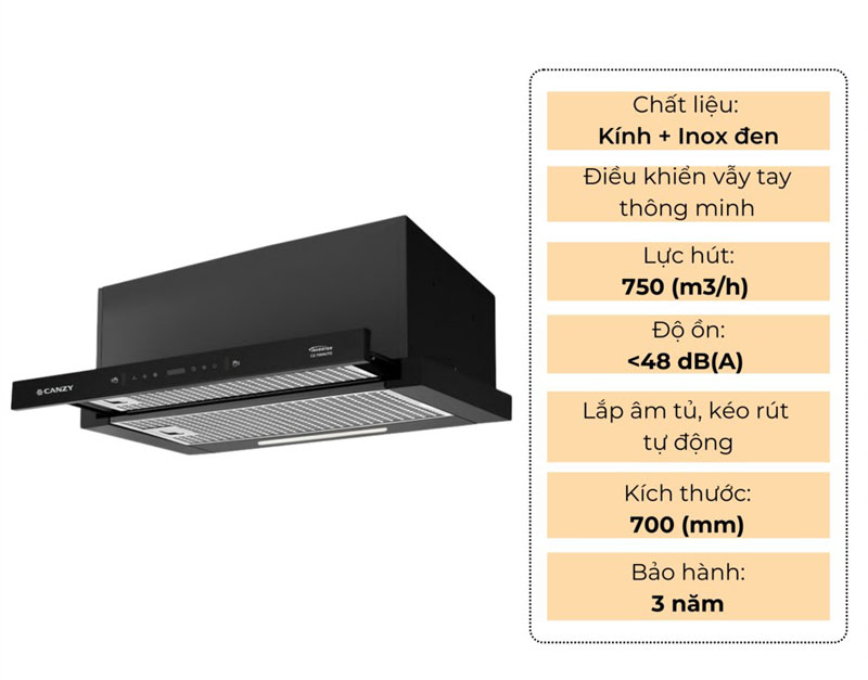 Máy hút mùi âm tủ Canzy CZ-700AUTO - Hàng chính hãng