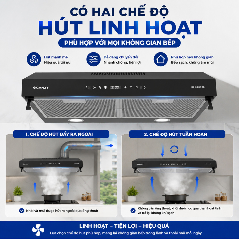 Máy hút mùi âm tủ Canzy CZ-H2060CD - Hàng chính hãng