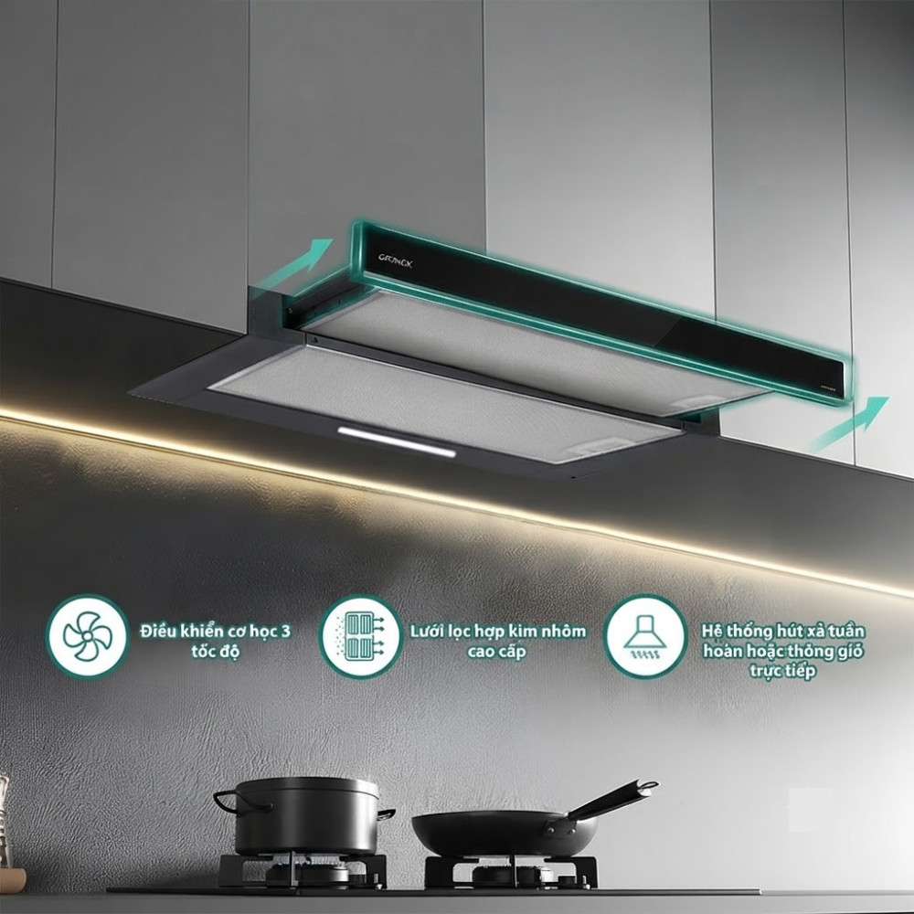 Máy hút mùi âm tủ GrandX GX H60F56B - Hàng chính hãng