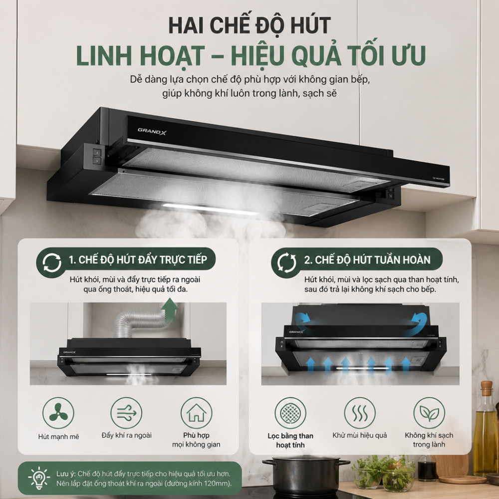 Máy hút mùi âm tủ GrandX GX H60F56B - Hàng chính hãng